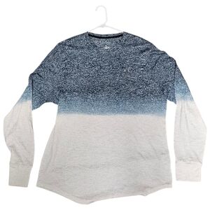 Hollister Heathered Navy and Light Blue Crew Tee